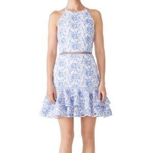 Keepsake- Blue and White Ruffle Bottom Dress Sz M